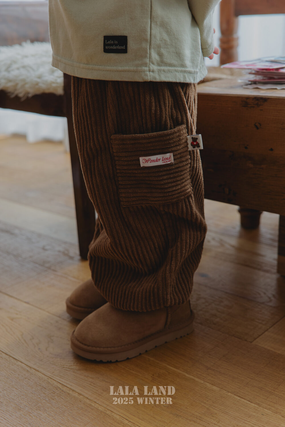 <b>LALALAND褲子</b>Winter 골덴 카고 조거 팬츠 75-120CM