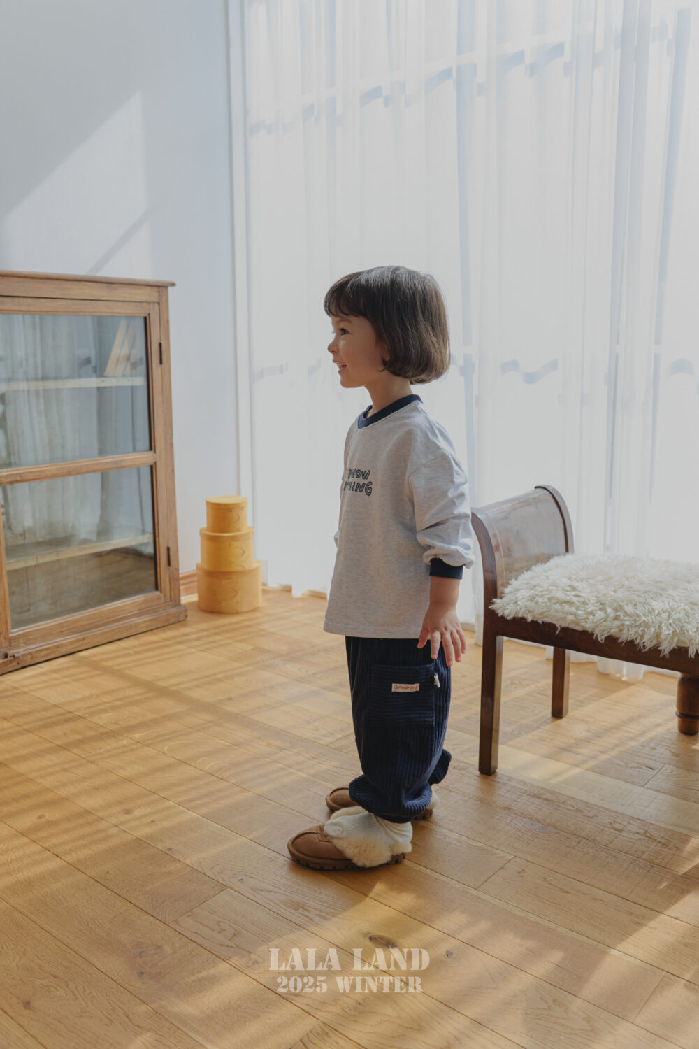 <b>LALALAND褲子</b>Winter 골덴 카고 조거 팬츠 75-120CM