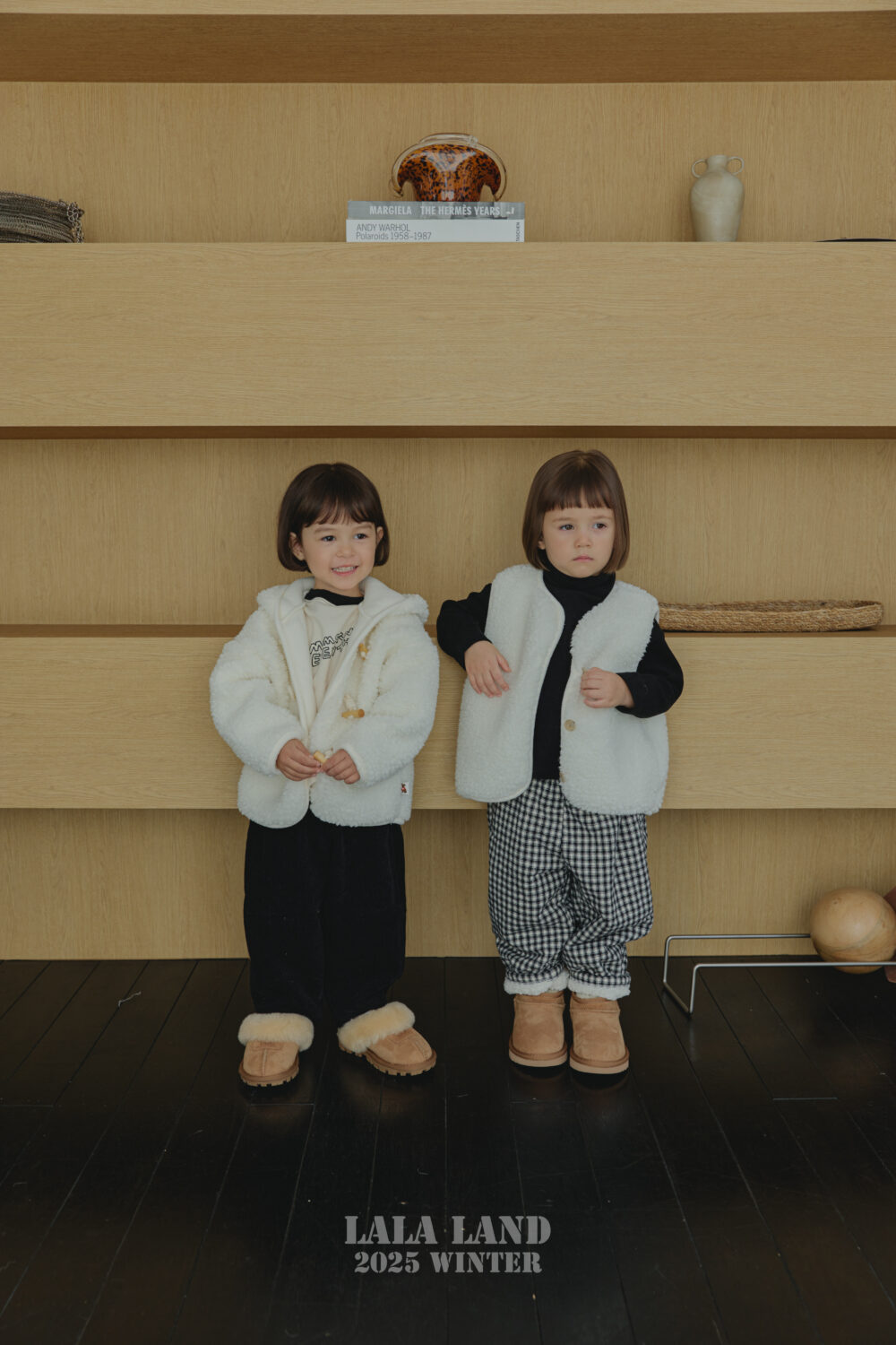 <b>LALALAND褲子</b>Winter 체크 보아 솜바지 75-120CM