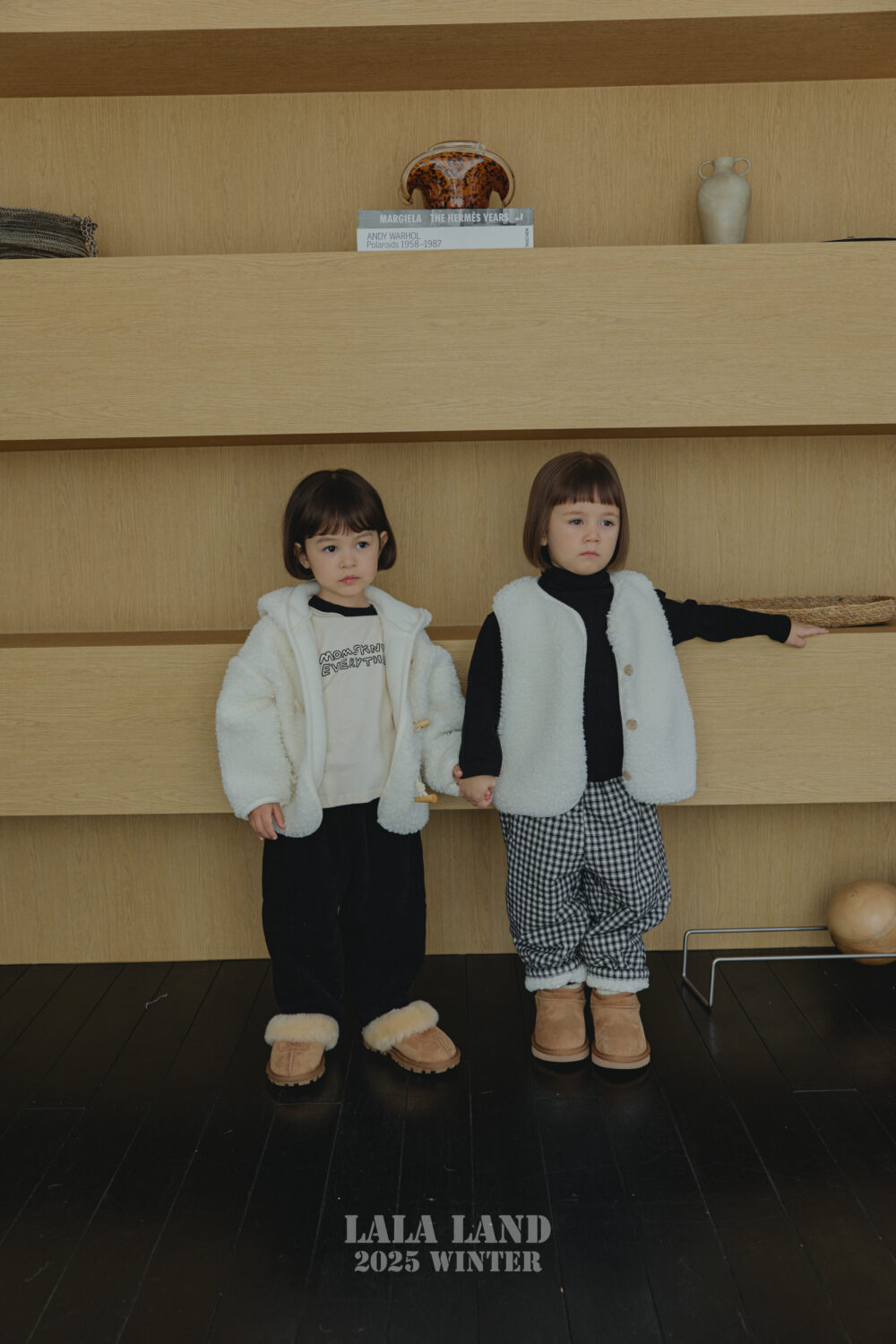 <b>LALALAND褲子</b>Winter 체크 보아 솜바지 75-120CM