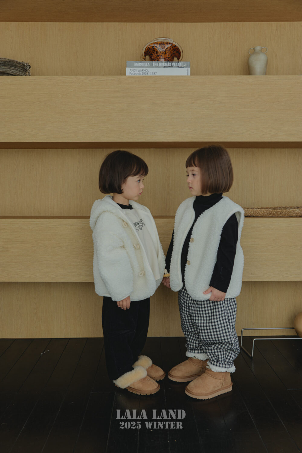 <b>LALALAND褲子</b>Winter 체크 보아 솜바지 75-120CM