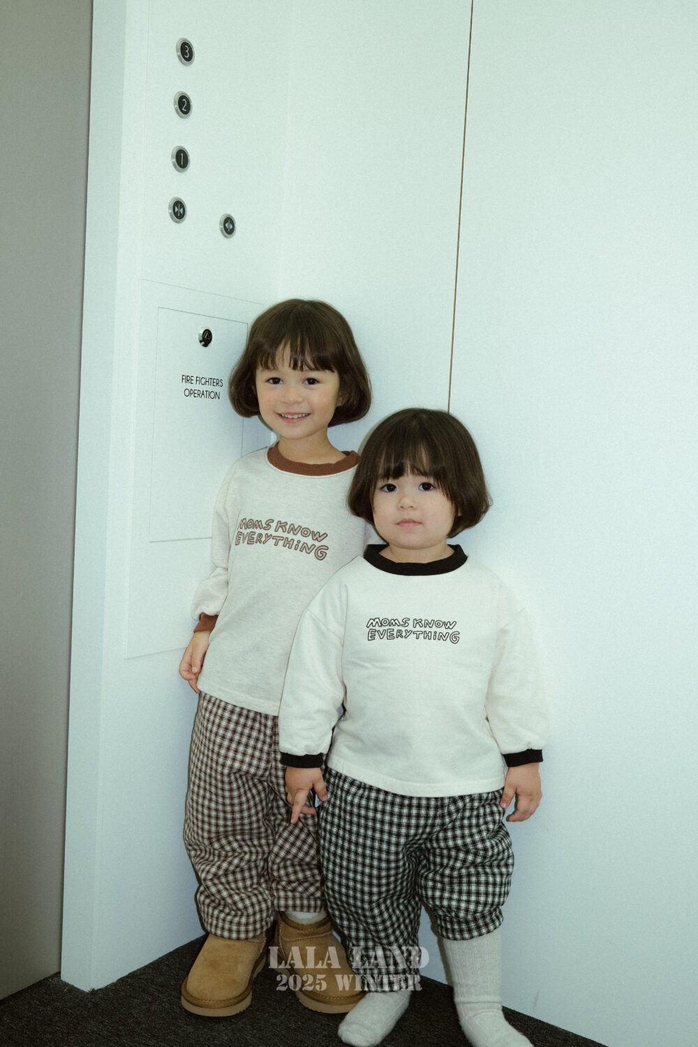 <b>LALALAND褲子</b>Winter 체크 보아 솜바지 75-120CM