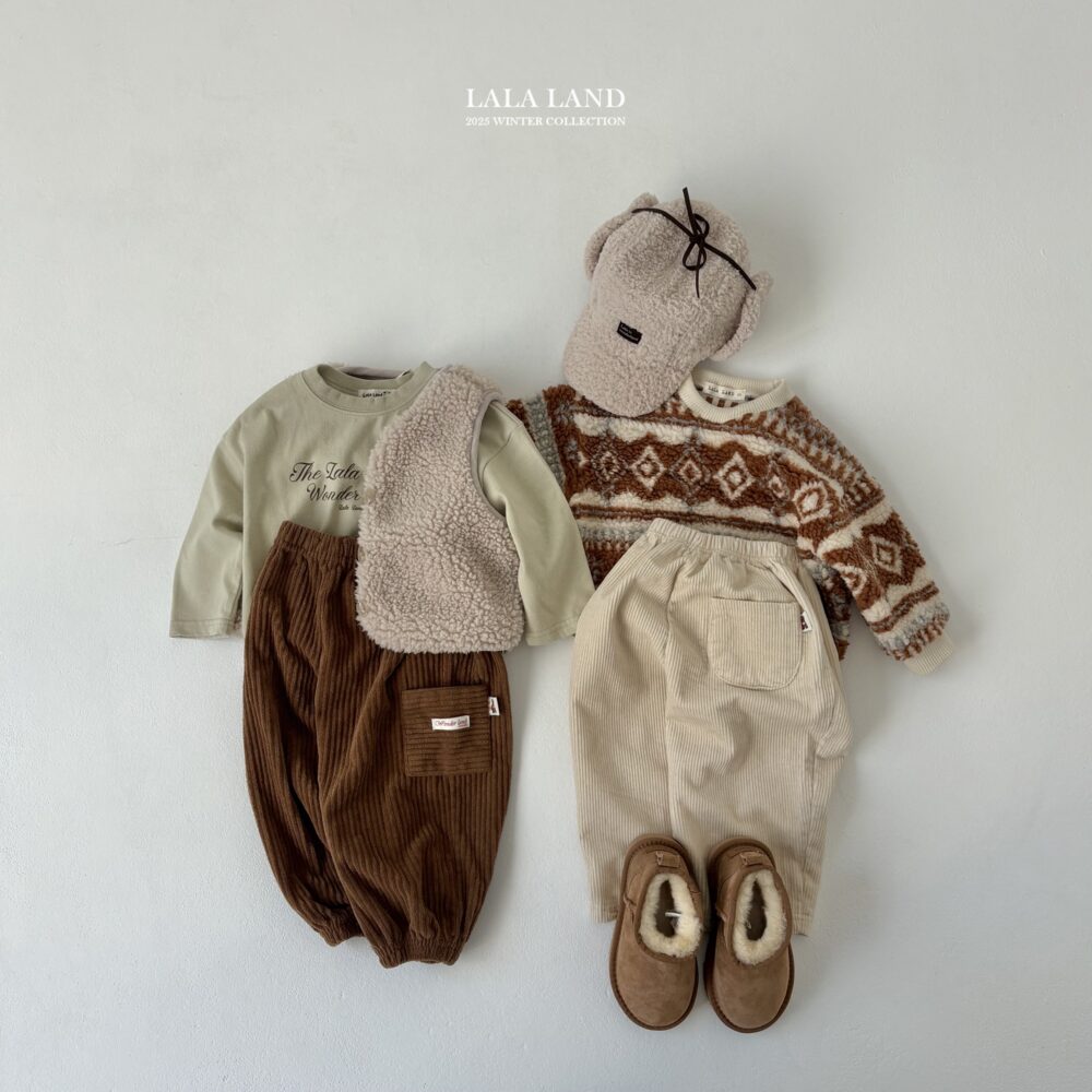 <b>LALALAND褲子</b>Winter 골덴 카고 조거 팬츠 75-120CM