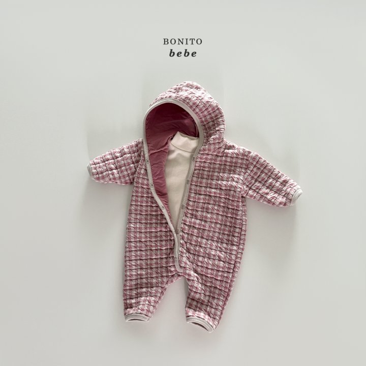 <b>BONITO連身衣</b>Winter 누빔체크후드슈트 3-18M