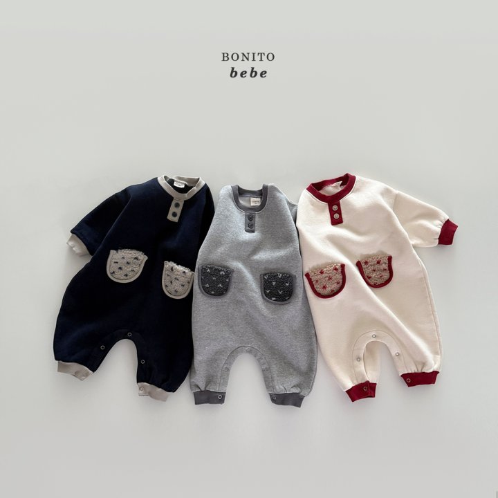 <b>BONITO連身衣</b>Winter 배색덤블포켓슈트 3-18M