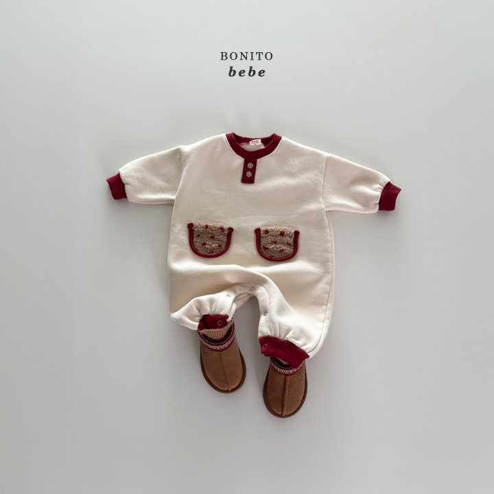 <b>BONITO連身衣</b>Winter 배색덤블포켓슈트 3-18M