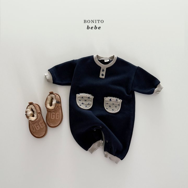 <b>BONITO連身衣</b>Winter 배색덤블포켓슈트 3-18M