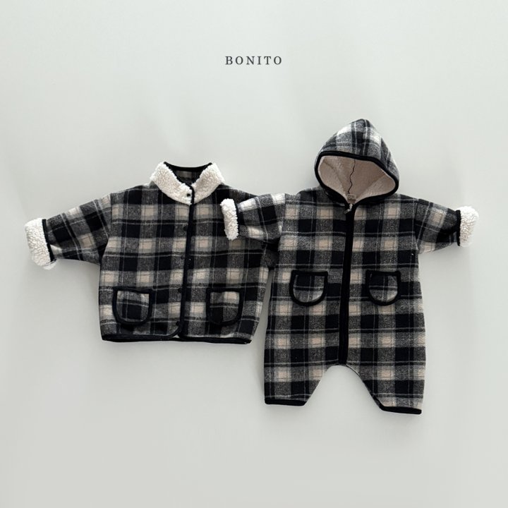 <b>BONITO連身衣</b>Winter 체크덤블후드슈트 3-18M