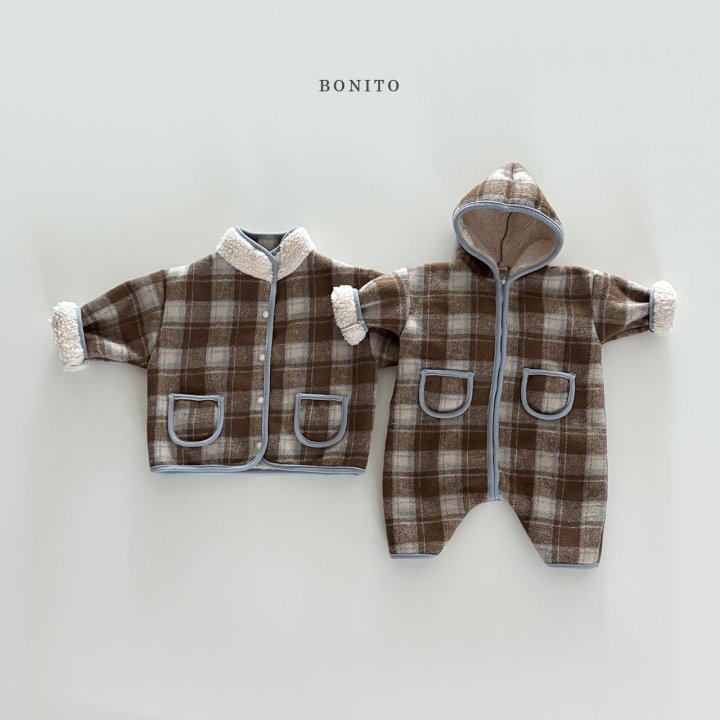 <b>BONITO連身衣</b>Winter 체크덤블후드슈트 3-18M