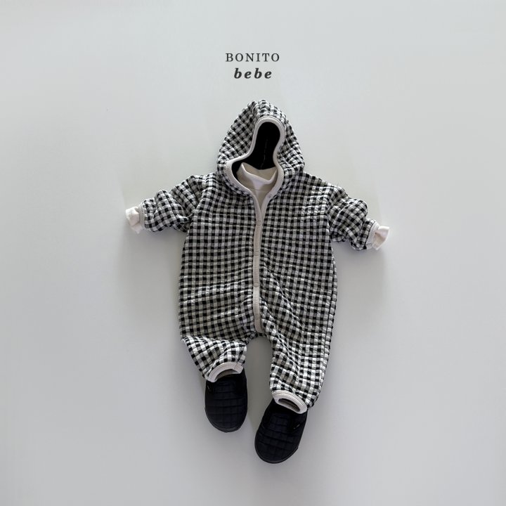 <b>BONITO連身衣</b>Winter 누빔체크후드슈트 3-18M