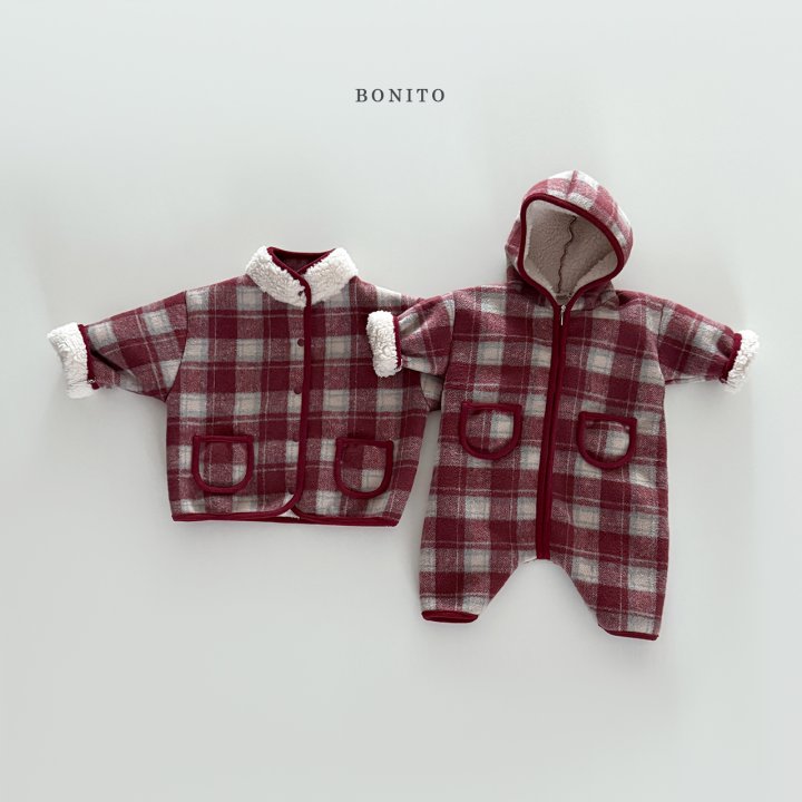 <b>BONITO連身衣</b>Winter 체크덤블후드슈트 3-18M