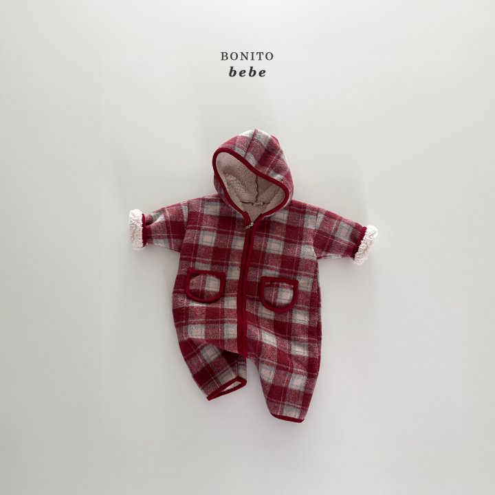 <b>BONITO連身衣</b>Winter 체크덤블후드슈트 3-18M