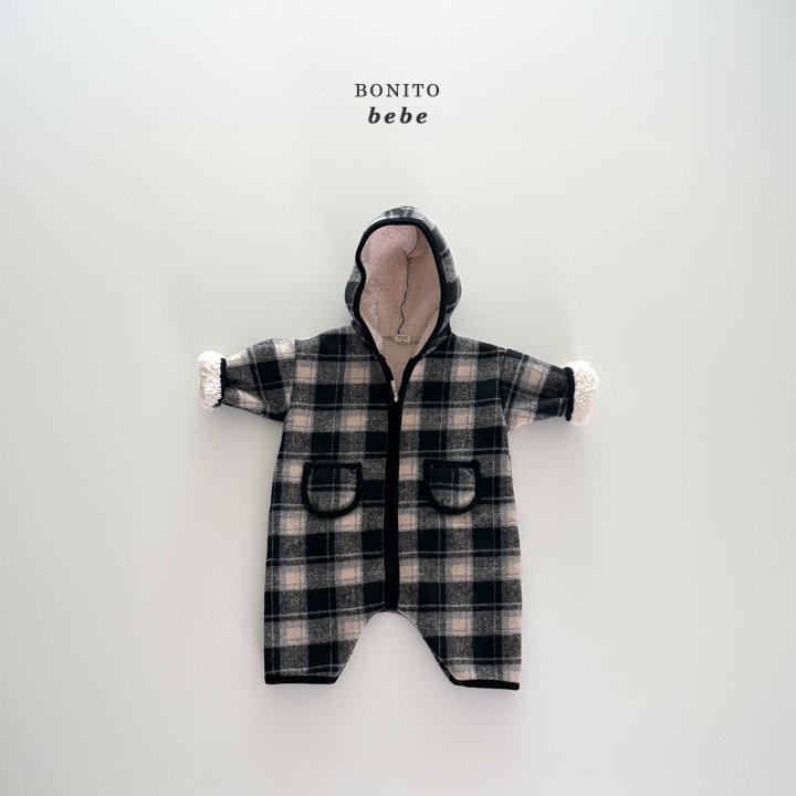 <b>BONITO連身衣</b>Winter 체크덤블후드슈트 3-18M