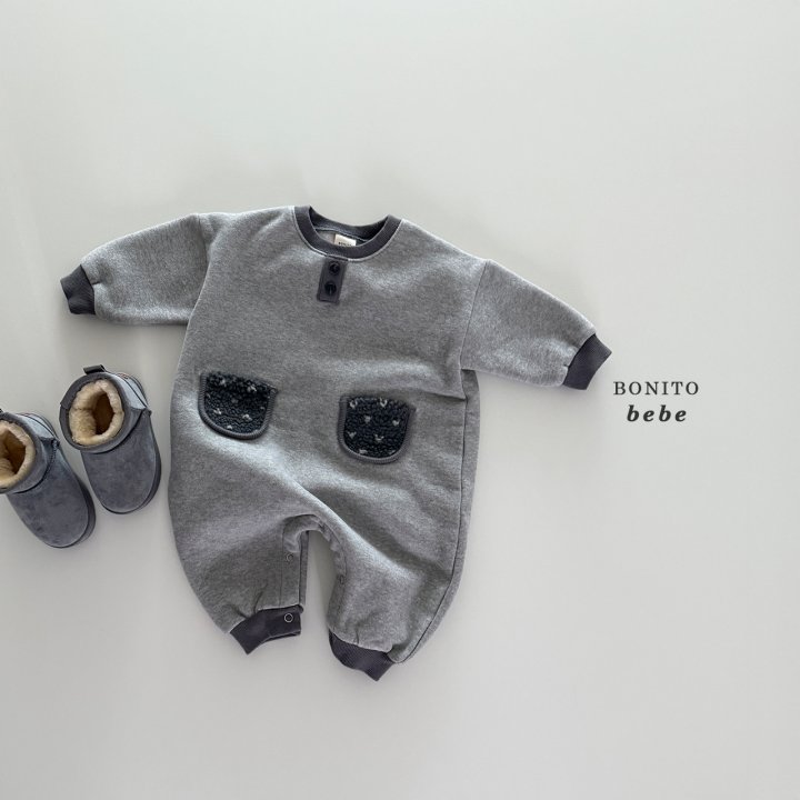 <b>BONITO連身衣</b>Winter 배색덤블포켓슈트 3-18M