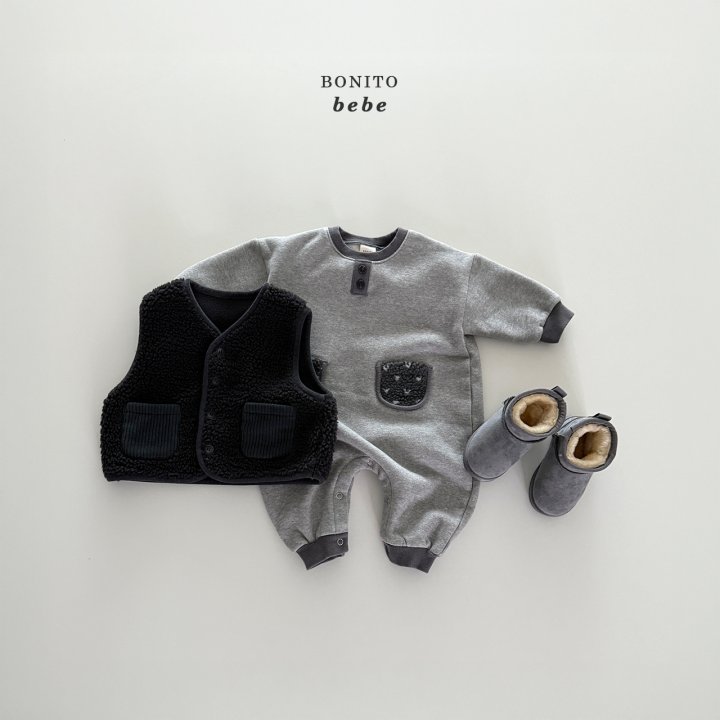 <b>BONITO連身衣</b>Winter 배색덤블포켓슈트 3-18M
