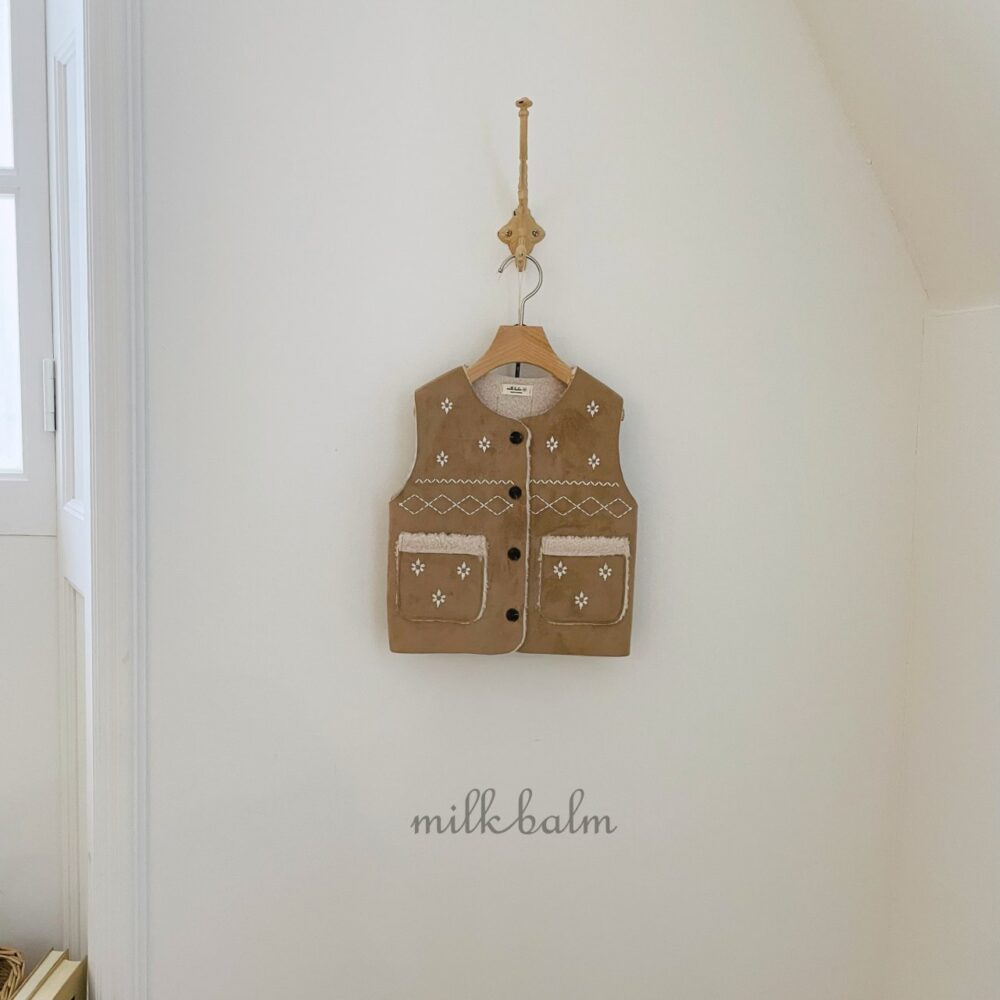 <b>MILKBALM背心</b>Winter 눈꽃 무스탕 75-125CM 親子裝