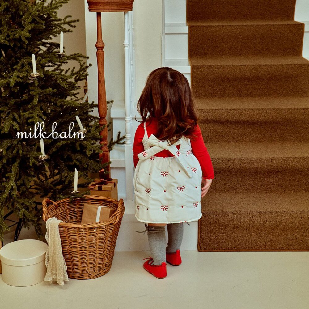 <b>MILKBALM洋裝</b>Winter 리본 자수 75-125CM