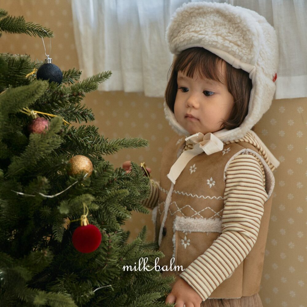 <b>MILKBALM背心</b>Winter 눈꽃 무스탕 75-125CM 親子裝