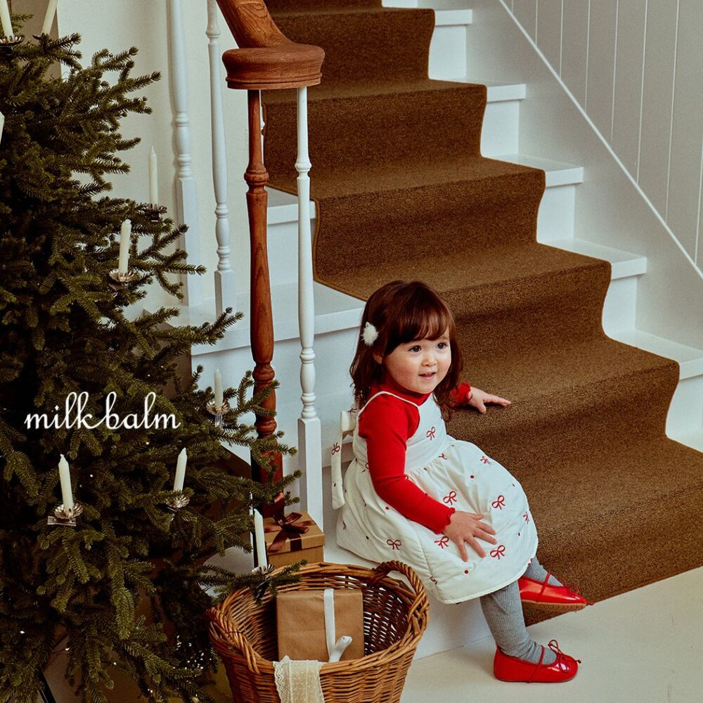 <b>MILKBALM洋裝</b>Winter 리본 자수 75-125CM