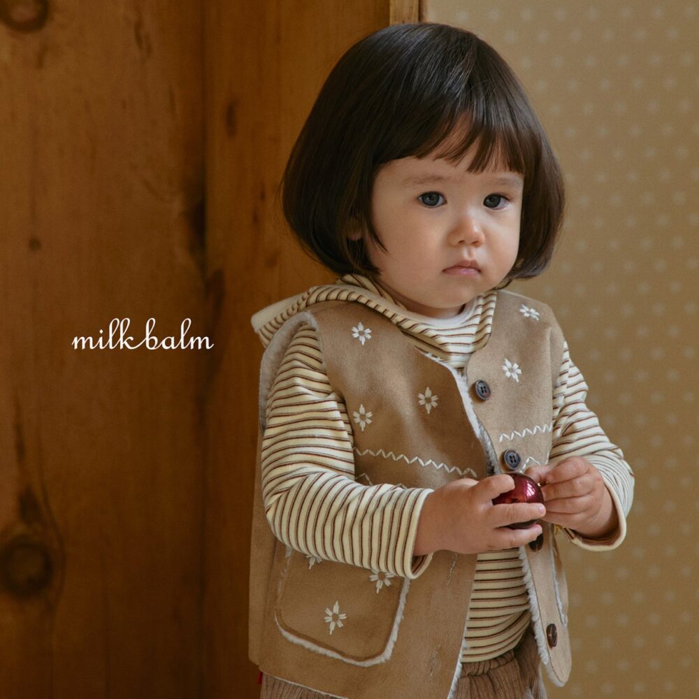 <b>MILKBALM背心</b>Winter 눈꽃 무스탕 75-125CM 親子裝