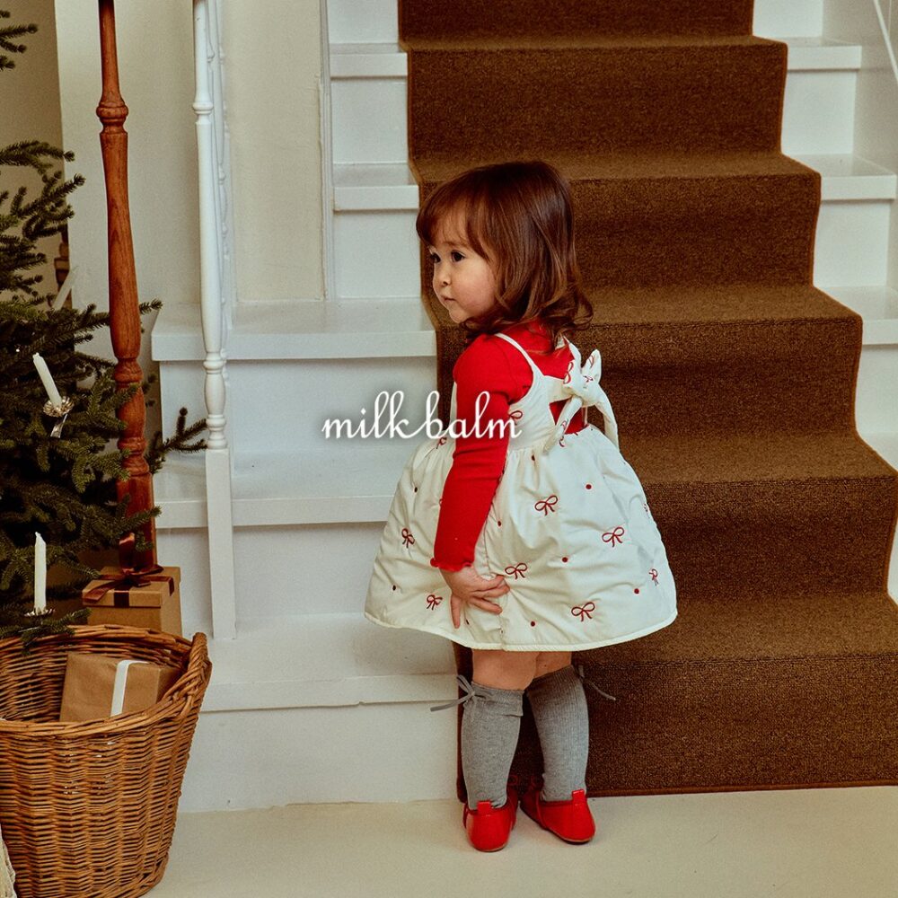 <b>MILKBALM洋裝</b>Winter 리본 자수 75-125CM
