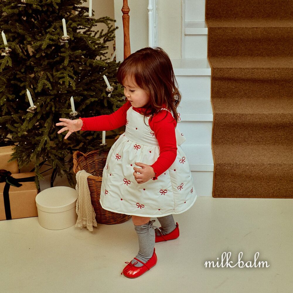 <b>MILKBALM洋裝</b>Winter 리본 자수 75-125CM