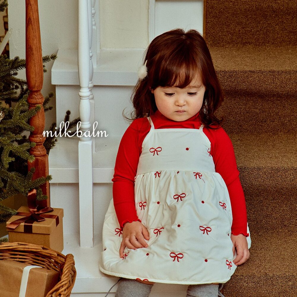 <b>MILKBALM洋裝</b>Winter 리본 자수 75-125CM