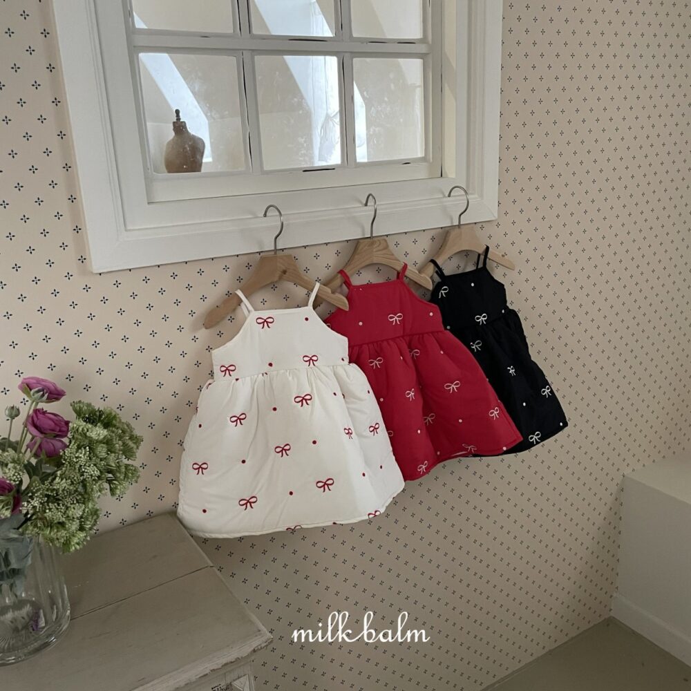 <b>MILKBALM洋裝</b>Winter 리본 자수 75-125CM