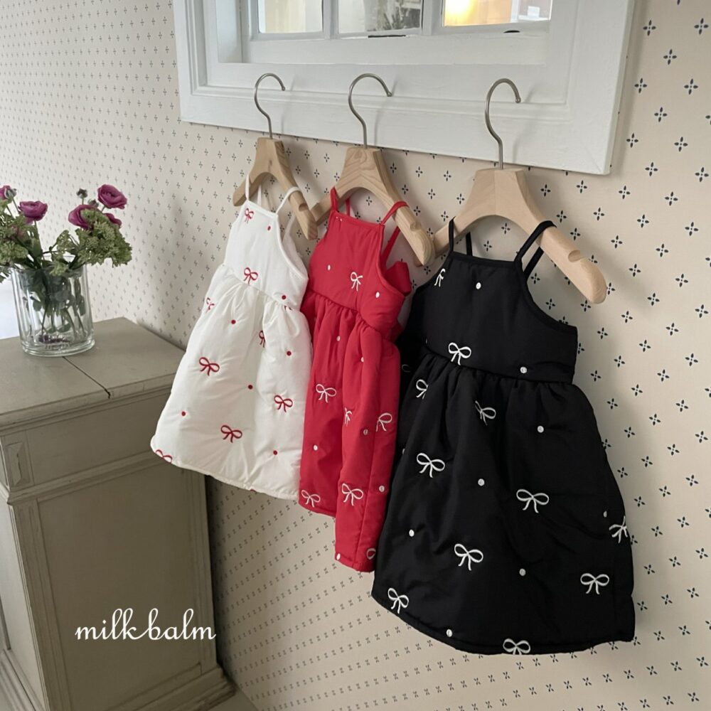 <b>MILKBALM洋裝</b>Winter 리본 자수 75-125CM