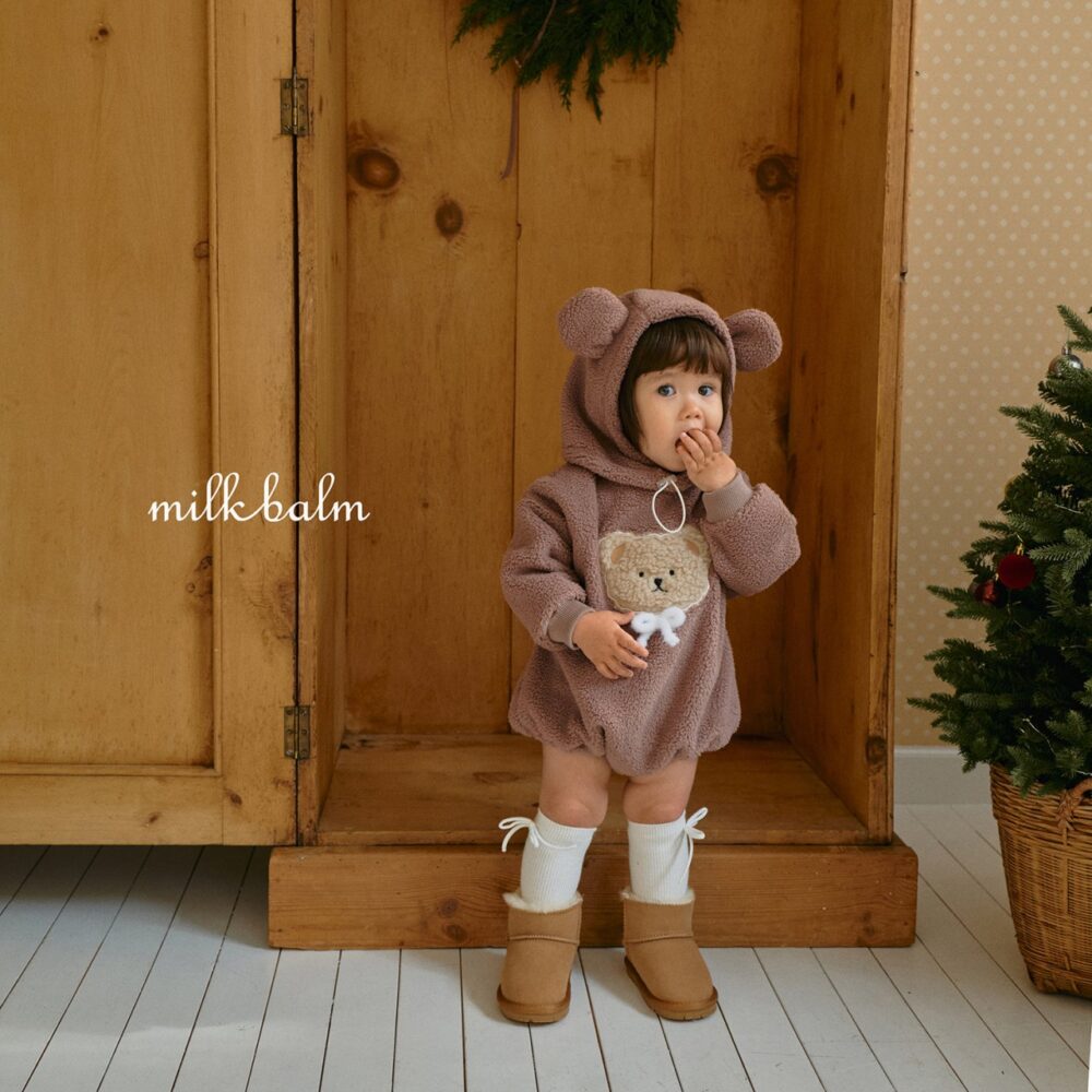 <b>MILKBALM包屁衣</b>Winter 곰돌이 자수 슈트 0-18M