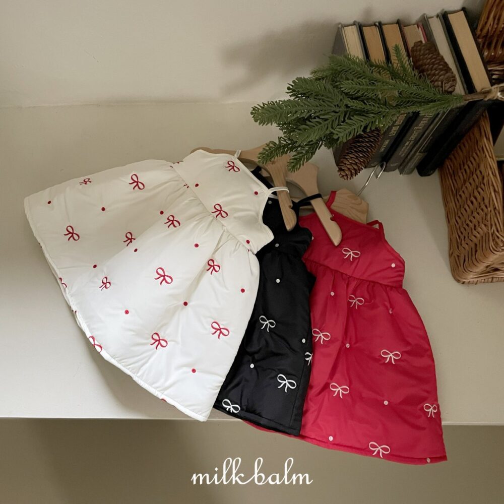 <b>MILKBALM洋裝</b>Winter 리본 자수 75-125CM