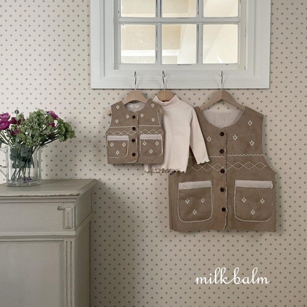 <b>MILKBALM背心</b>Winter 눈꽃 무스탕 75-125CM 親子裝