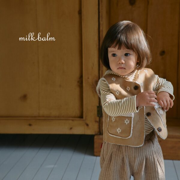 <b>MILKBALM背心</b>Winter 눈꽃 무스탕 75-125CM 親子裝