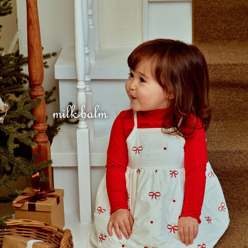 <b>MILKBALM洋裝</b>Winter 리본 자수 75-125CM