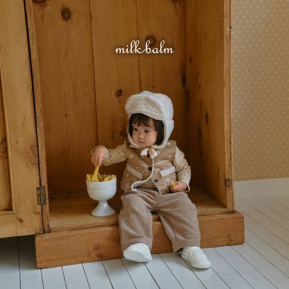 <b>MILKBALM背心</b>Winter 눈꽃 무스탕 75-125CM 親子裝