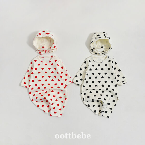 02 <b>OOTTBEBE連身衣</b>Winter 하트전신슈트SET(보넷포함) 0-12M