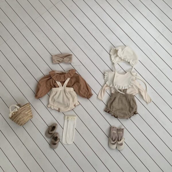 1 <b>|BABY| Bebeholic吊帶褲</b>Spring 이지 와플멜빵블루머 3-18M