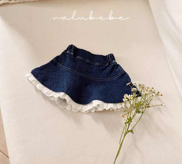 1 <b>Valubebe裙子</b>Spring 레이스 데님 훌스커트 60-90cm