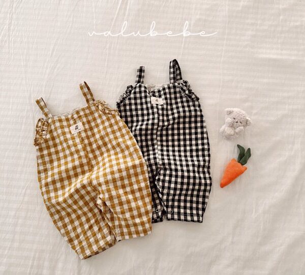1 <b>Valubebe包屁衣</b>Spring 히치 체크 멜빵슈트 60-90cm