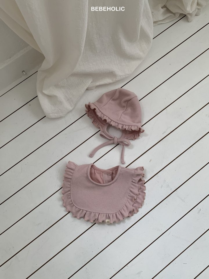 6 <b>|BABY| Bebeholic帽子+圍兜</b>Spring 프릴 보넷세트 FREE