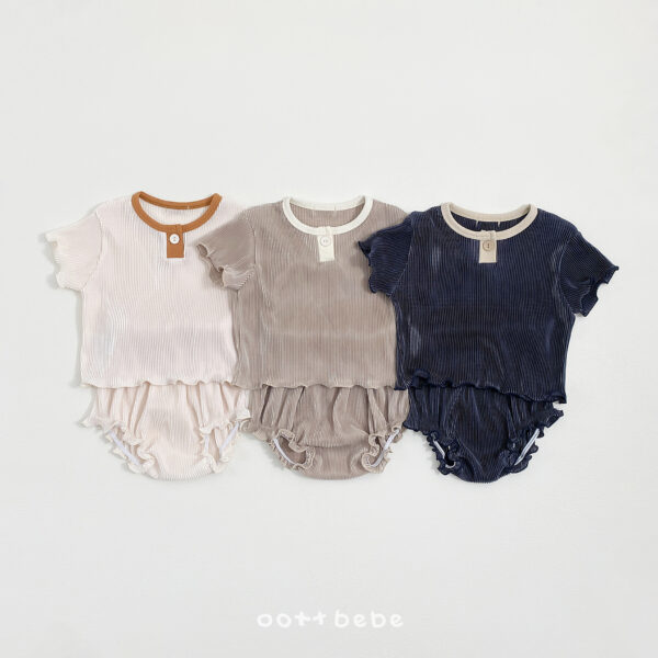 01 <b>|BABY| OOTTBEBE套裝</b>Summer 바비플리츠블루머세트 0-12M