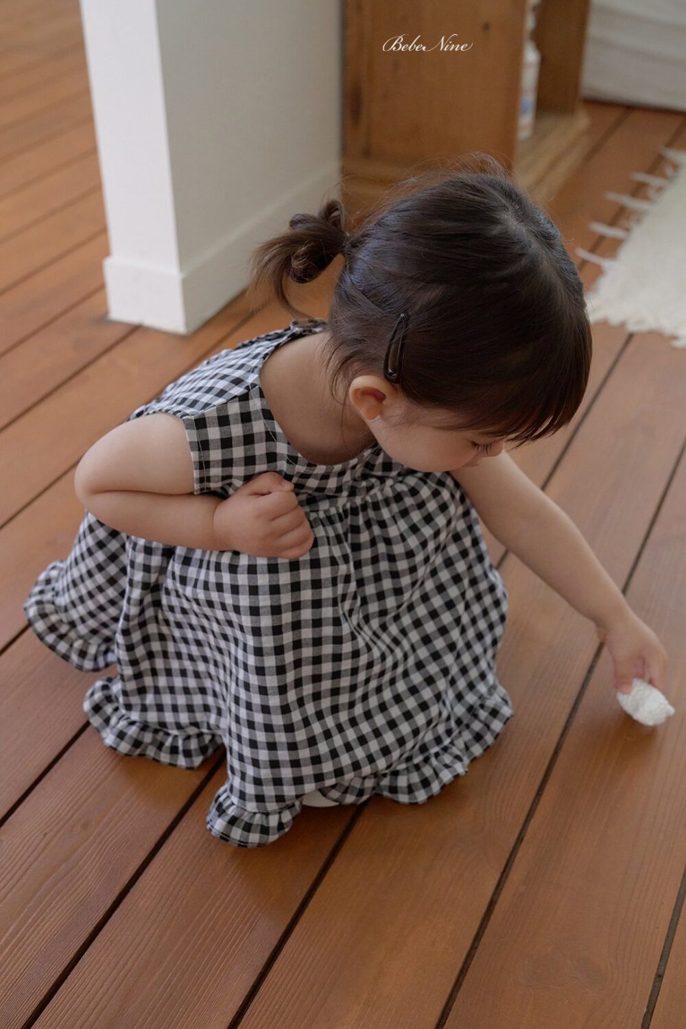 <b>Bebe nine上衣</b>Summer 체크 프릴 블라우스 70-120cm