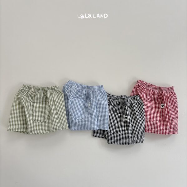 1 <b>|Kids| Lala land褲子</b>Summer 지지미 체크 반바지 75-120cm