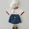 <b>｜Kids｜ Lala land褲子</b>Summer 포인트 데님 반바지 75-120cm
