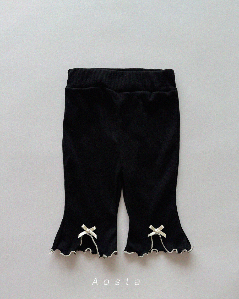 골지리본바지 검정 <b>Aosta褲子</b>Summer 골지리본바지 60-115cm