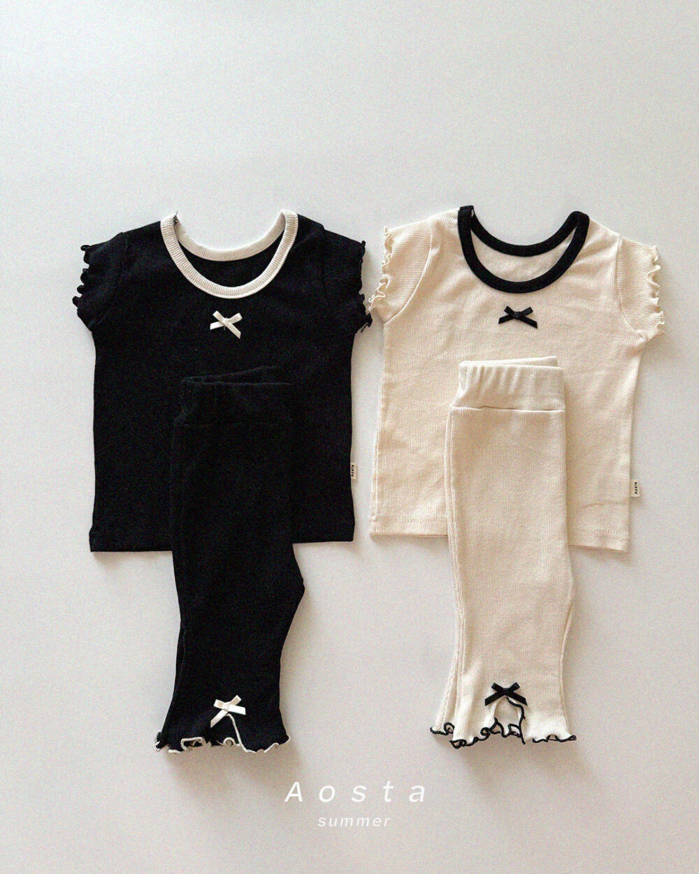 골지리본바지 검정13 <b>Aosta褲子</b>Summer 골지리본바지 60-115cm