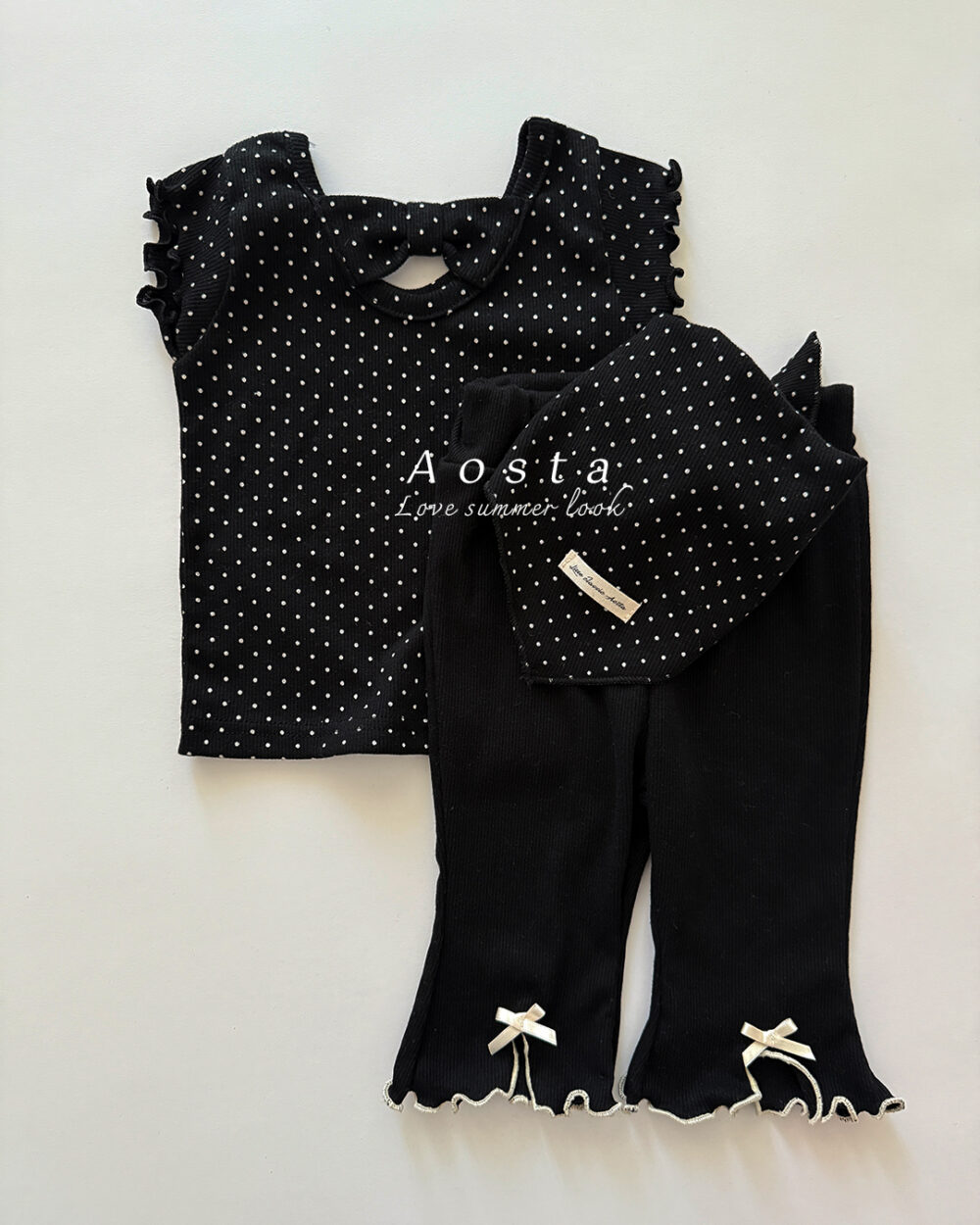 골지리본바지 검정3 <b>Aosta褲子</b>Summer 골지리본바지 60-115cm