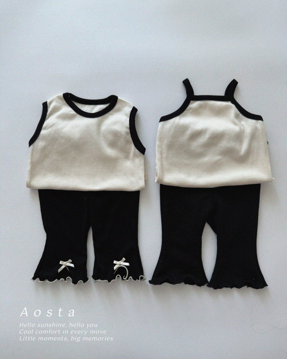 골지리본바지 검정9 <b>Aosta褲子</b>Summer 골지리본바지 60-115cm