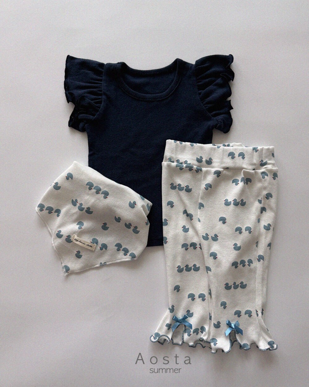 골지리본바지 오리9 <b>Aosta褲子</b>Summer 골지리본바지 60-115cm
