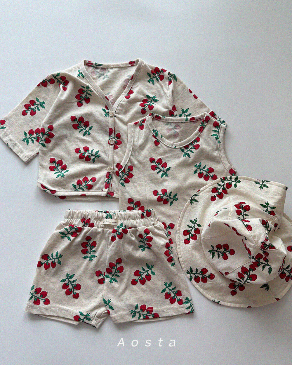 린넨가디건 딸기2 <b>Aosta罩衫</b>Summer 린넨가디건 60-115cm